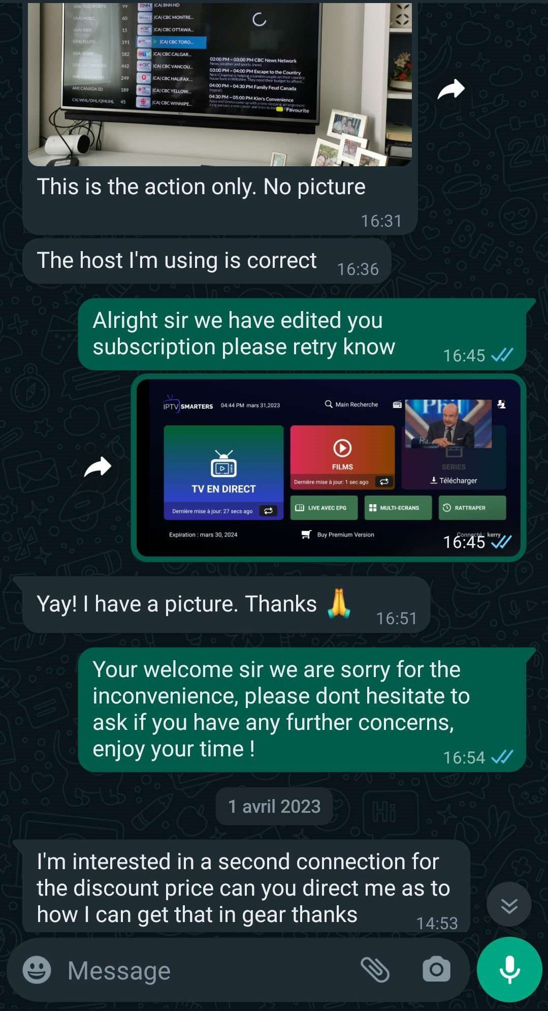 Subscription renewal confirmation with image proof.